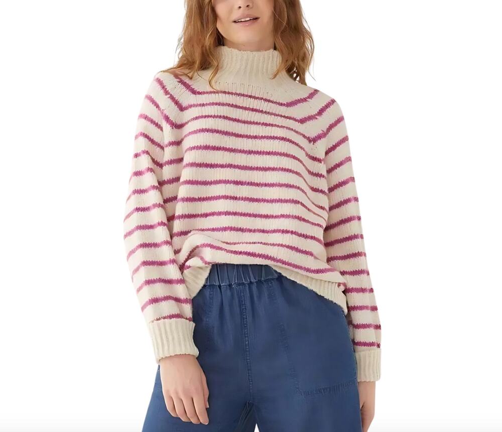 Mersea Voyageur Pink Stripe Turtleneck Knit Sweater Size Large